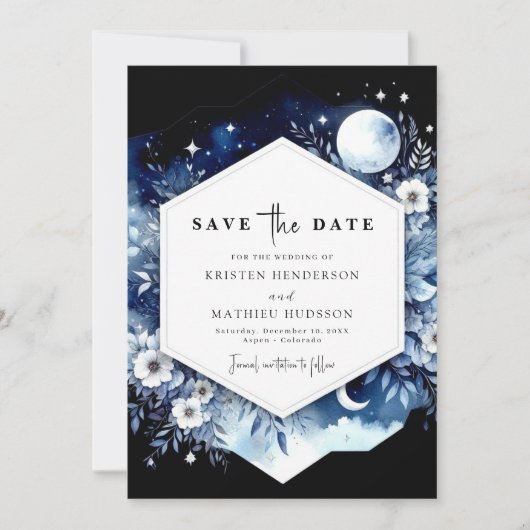 Save The Date Mariage Whimsical Boho Moonlit (Devant)