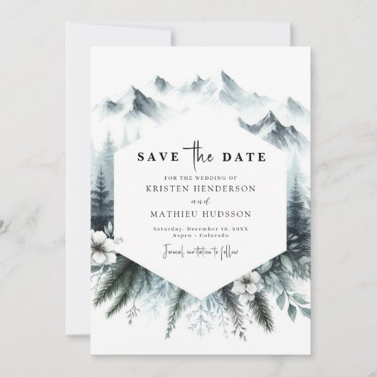 Save The Date Mariage Whimsical Pine Mountain (Devant)