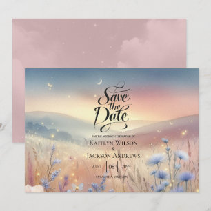 Save The Date Mariage Whispers Fleur sauvage Lune