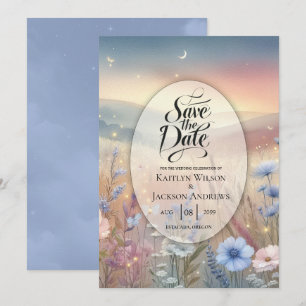 Save The Date Mariage Whispers Fleur sauvage Lune