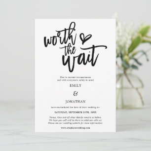 Save The Date Mariage Worth the Wait Black script blanc