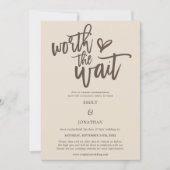 Save The Date Mariage Worth the Wait Script Cream Brown (Devant)