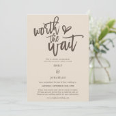 Save The Date Mariage Worth the Wait Script Cream Brown (Debout devant)