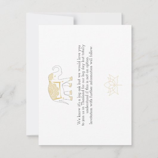 Save The Date Mariages à l'étranger Thaïlande Sauvegarder la dat (Dos)