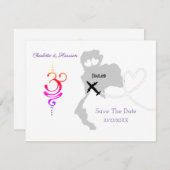 Save The Date Mariages à l'étranger Thaïlande Sauvegarder la dat (Devant / Derrière)