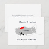 Save The Date Mariages à l'étranger Turquie Sauvegarder la date (Devant / Derrière)