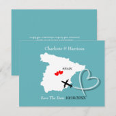Save The Date Mariages de Destination à l'Étranger Espagne Sauve (Devant / Derrière)