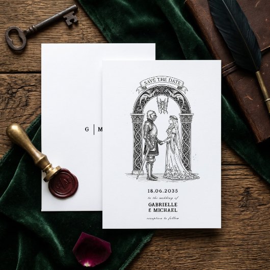 Save The Date Marié Chevalier Gothique Médiéval Arche