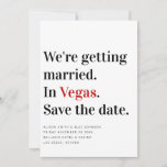 Save The Date Marié Vegas Mariage Sauvez la date<br><div class="desc">Typographie moderne Végas Vibes Cette simple invitation à sauver la date fait savoir à vos invités ce à quoi s'attendre : Mariage, Fête, Vegas. Qui NE VOUDRAIT PAS y être ? ! La palette de couleurs de base du noir, du blanc et du rouge rend hommage à un jeu de...</div>