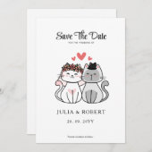 Save The Date Mariée De Chat Cute Et Mariage De Groom (Devant / Derrière)