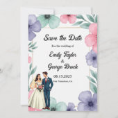 Save The Date Mariée romantique et Mariage d'aquarelle de chambr (Devant)