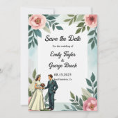 Save The Date Mariée romantique et Mariage d'aquarelle de chambr (Devant)