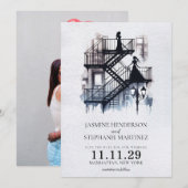 Save The Date Mariées romantiques d'évasion incendie (Devant / Derrière)