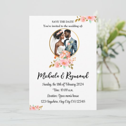Save The Date Mariés Afro-Américains (Debout devant)