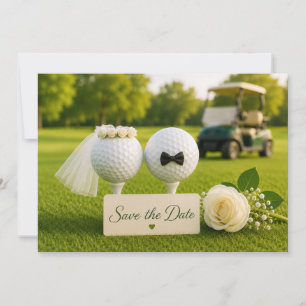 Save The Date Mariés de golf sur un parcours de golf
