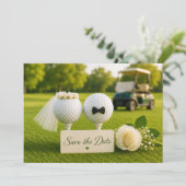 Save The Date Mariés de golf sur un parcours de golf (Debout devant)
