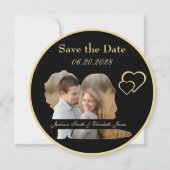 Save The Date Mariés en or et forme de Photo Rond Mariage (Devant)
