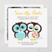Save The Date Mariés Hiboux Mariage Sauvegarder la Date (Devant / Derrière)