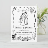 Save The Date Mariés Mariée & Groom Dessins à main levée Griboui (Debout devant)