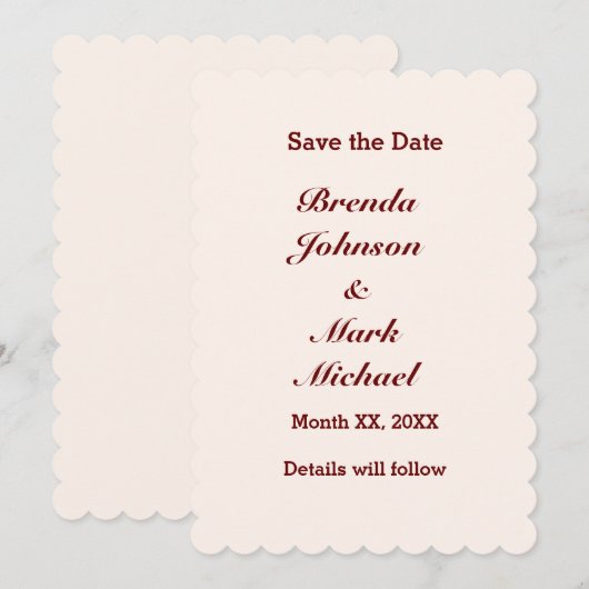 Save The Date Mariés Personnalisés Plat (Devant / Derrière)