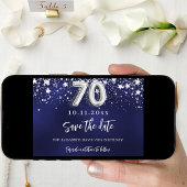 Save The Date Marine bleu argent étoiles 70e anniversaire