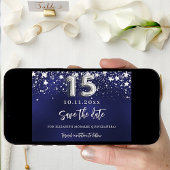 Save The Date Marine bleu argent étoiles Quinceanera