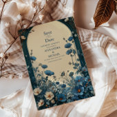 Save The Date Marine Bleu Art Nouveau Mariage