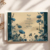 Save The Date Marine Bleu Art Nouveau Mariage