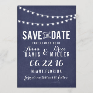 Save The Date Marine Bleu Chaîne Été Lumière Enregistrer La Date