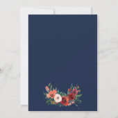 Save The Date Marine Bleu Corail Bourgogne Floral Aquarelle Mari (Dos)