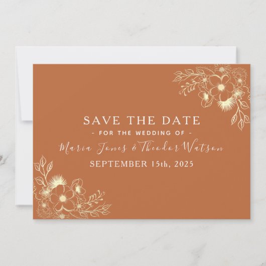 Save The Date Marine Bleu et Terracotta Mariage Enregistrer la d (Devant)