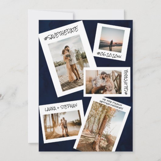 Save The Date Marine bleu médias sociaux 5 photo enregistrer la (Devant)