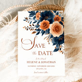 Save The Date Marine Bleu Orange Boho Jardin Mariage élégant