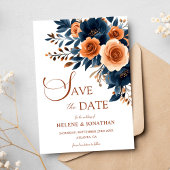 Save The Date Marine Bleu Orange Boho Jardin Mariage élégant