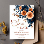 Save The Date Marine Bleu Orange Boho Jardin Mariage élégant