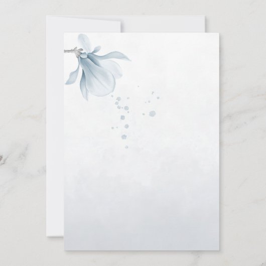 Save The Date marine bleu poussiéreux fleurs mariage botanique (Dos)