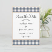 Save The Date Marine Bleue Plaid Foyer Pays Wreath (Debout devant)