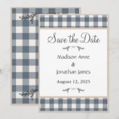 Save The Date Marine Bleue Plaid Foyer Pays Wreath (Devant / Derrière)