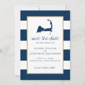 Save The Date Marine Blue Centerville Cape Cod Map Enregistrer l (Devant)