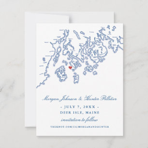 Save The Date Marine Blue Deer Isle Maine Aragosta Mariage éléga
