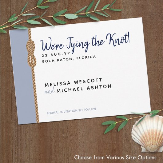 Save The Date ⚓️ Marine Blue & Dusty Blue Tying Le noeud Nautiqu