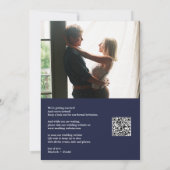 Save The Date Marine Blue Floral Gold Arch Photo QR Code Mariage (Dos)