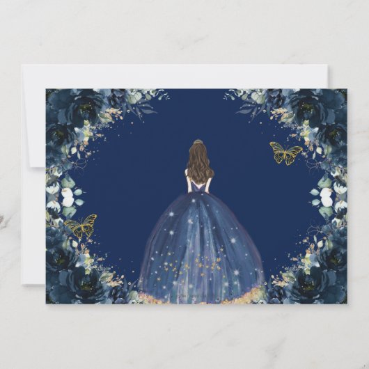 Save The Date Marine Blue Floral Robe Quinceañera Enregistrer la (Dos)