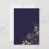 Save The Date Marine Blue & Gold Peony Moderne Floral Mariage (Dos)