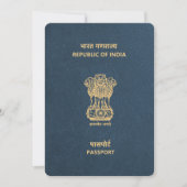 Save The Date Marine Blue India Passport Enregistrer La Date (Devant)