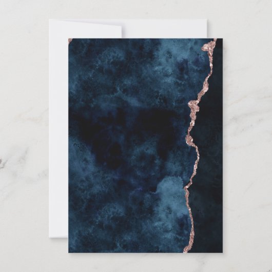 Save The Date Marine Blue Rose Gold Foil Agate Mariage Invitatio (Dos)