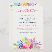 Save The Date Marine Blue Rose Wild Rain Forest Mariage À feuill (Devant / Derrière)