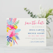 Save The Date Marine Blue Rose Wild Rain Forest Mariage À feuill (Debout devant)