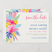 Save The Date Marine Blue Rose Wild Rain Forest Mariage À feuill (Devant / Derrière)