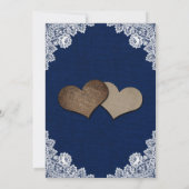 Save The Date Marine Blue Rustic Country Floral Mariage dentelle (Dos)
